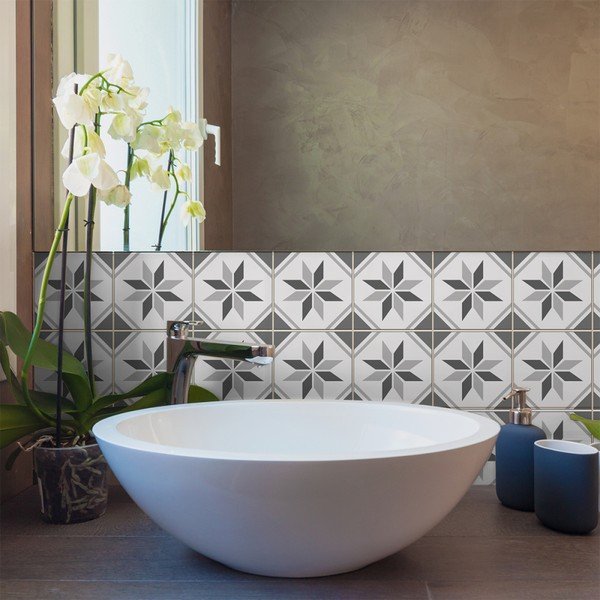 Komplet 9 stenskih nalepk Ambiance Cement Tiles Foot, 10 x 10 cm-image-1