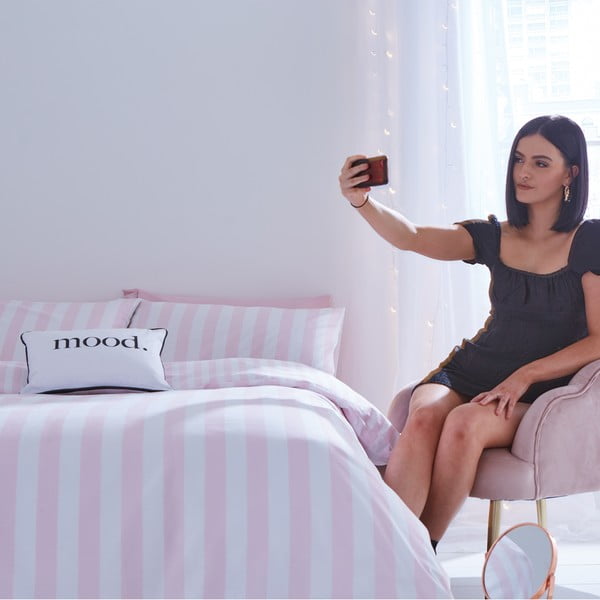 Bela/rožnata enojna posteljnina 135x200 cm Stripe Tease – Sassy B-image-4