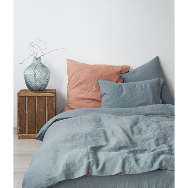 Svetlo modra lanena prevleka za odejo Linen Tales, 140 x 200 cm-image-1