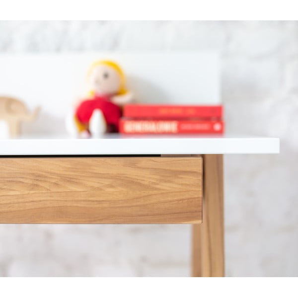 Bela pisalna miza s podnožjem iz jesenovega lesa Ragaba Luka, dolžina 65 cm-image-2