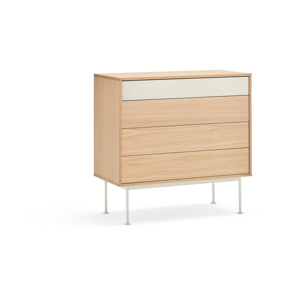 Komoda iz belega hrastovega furnirja krem barve Teulat Yoko-image-3