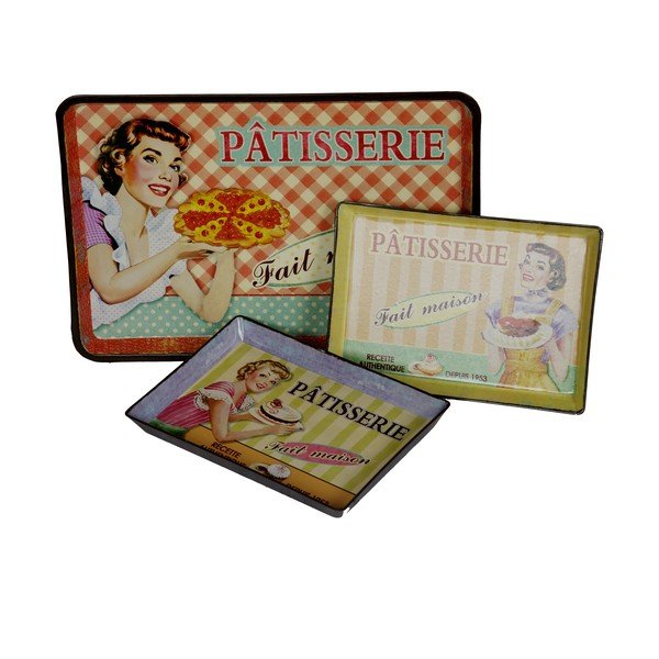 Komplet 3 retro pladnjev Antic Line Patisserie