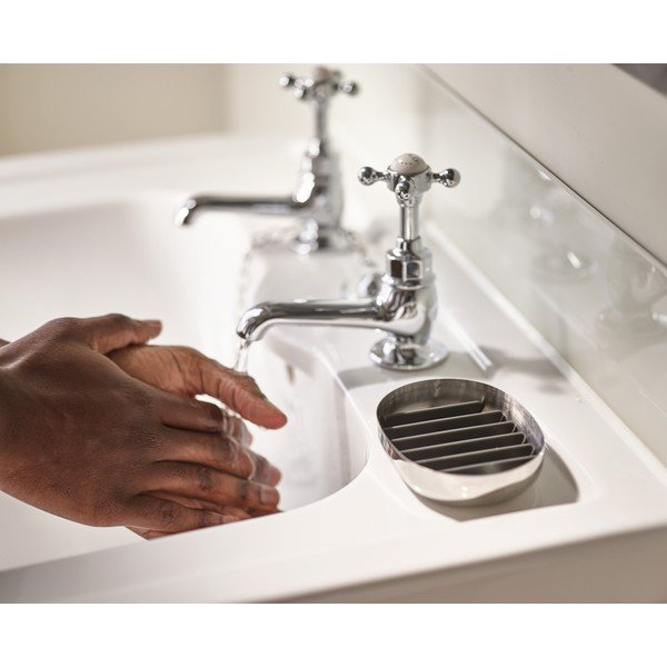 Podstavek za milo iz nerjavečega jekla v sijajno srebrni barvi EasyStore Luxe – Joseph Joseph-image-1