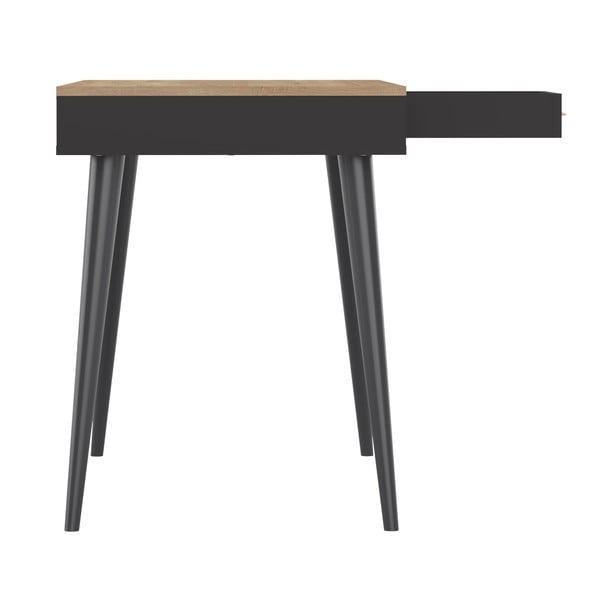 Črna pisalna miza s ploščo v hrastovem dekorju 134x59 cm - TemaHome -image-3