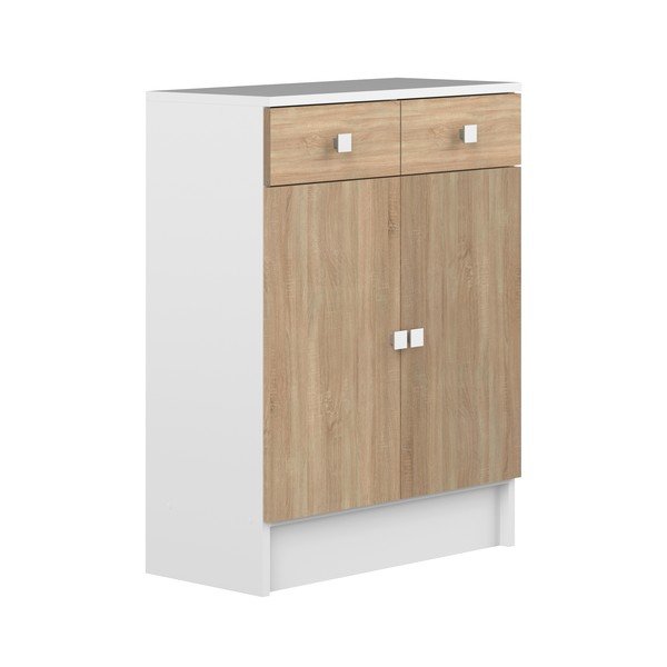 Bela nizka kopalniška omarica iz hrastovega dekorja 60x82 cm Combi - TemaHome -image-2