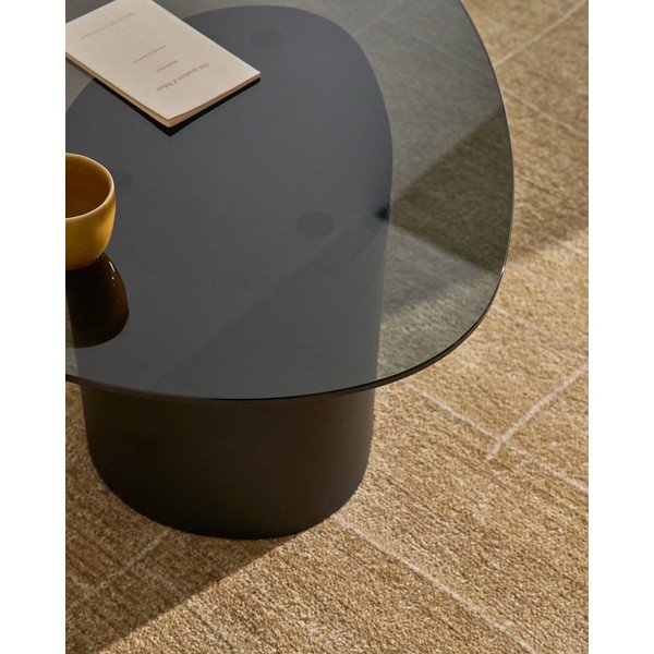 Črna klubska mizica s stekleno mizno ploščo 74x81,5 cm Olir – Kave Home-image-2