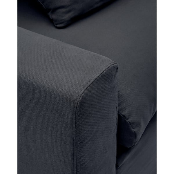 Antracitno siva lanena sedežna garnitura 340 cm Nora – Kave Home-image-3