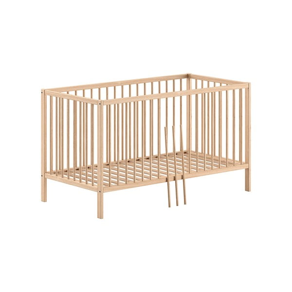 Otroška posteljica iz masivnega bora 70x140 cm v naravni barvi DINO – Vipack