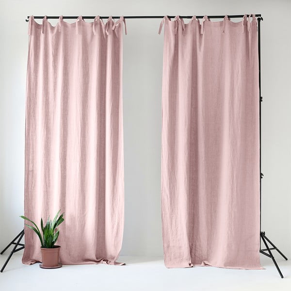 Svetlo rožnata lanena zavesa z zankami Linen Tales Night Time, 275 x 140 cm