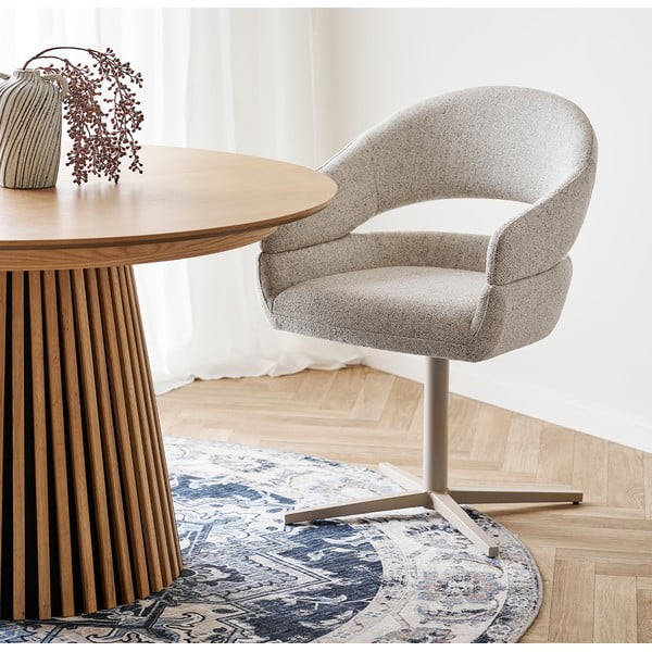 Kremno beli oblazinjeni jedilni stoli v kompletu z nasloni za roke 2 ks Dover – House Nordic-image-1