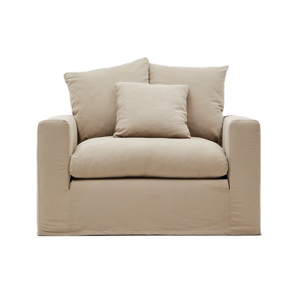 Bež lanen fotelj Nora – Kave Home-image-2