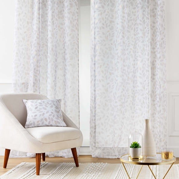 Bela prosojna zavesa iz tančice 140x280 cm Duchesse – douceur d'intérieur-image-1