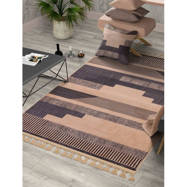 Rjavo-bež pralna preproga 300x100 cm - Vitaus-image-1