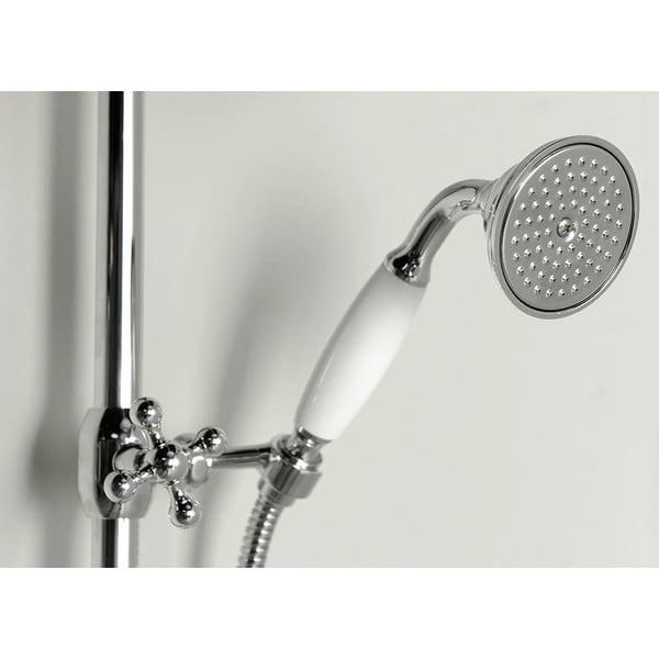 Medeninasta tuš garnitura v sijajno srebrni barvi s termostatsko armaturo s prho za glavo in ročno prho 142 cm Antea – Sapho-image-1