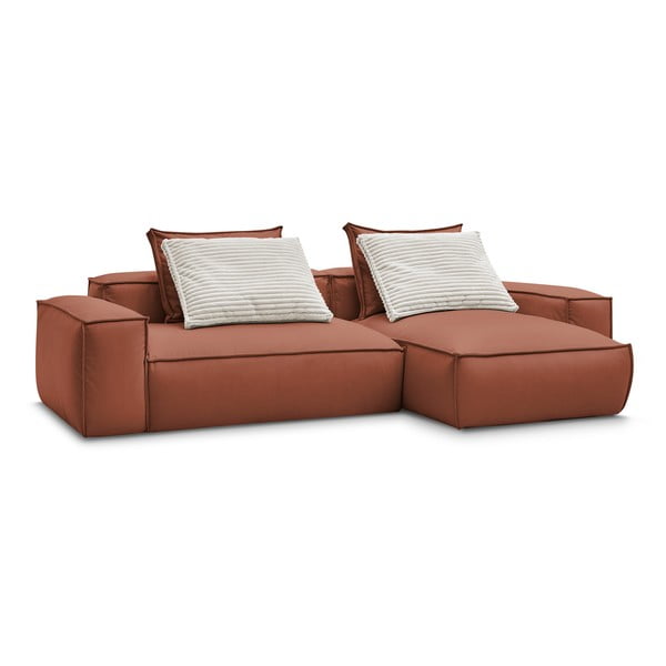 Temno rjava kotna sedežna garnitura iz umetnega usnja (s kotom po izbiri) Boheme – Bobochic Paris-image-3