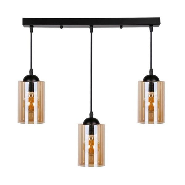 Črna viseča svetilka s steklenim senčnikom 10x55 cm Bistro - Candellux Lighting-image-3