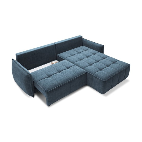 Modra žametna raztegljiva/s prostorom za shranjevanje kotna sedežna garnitura (desni kot/z ležalnikom) Campo – ELTAP-image-2
