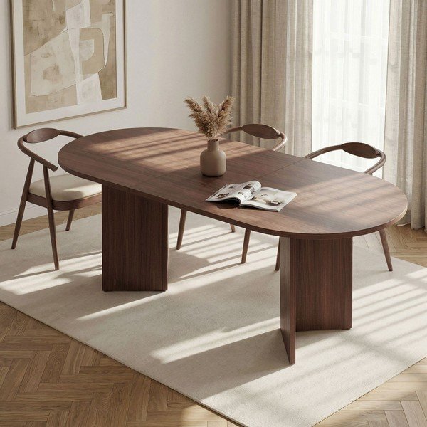 Raztegljiva jedilna miza z dodatno ploščo v orehovem dekorju 90x160 cm Sorell – Kalune Design-image-1