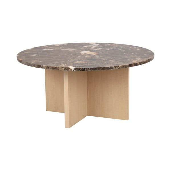Rjava okrogla mizica iz marmorja 90x90 cm Brooksville - Rowico