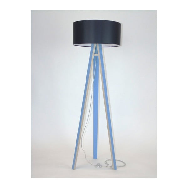 Modra talna svetilka s črnim senčnikom in prozornim kablom Ragaba Wanda