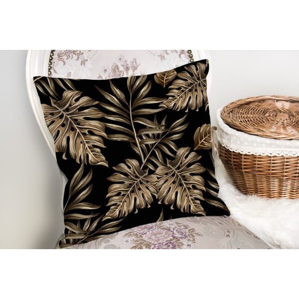 Prevleka za okrasno blazino Minimalist Cushion Covers Golden Leafes With Black BG, 45 x 45 cm-image-2