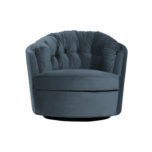 Temno modri žametni okrogli fotelj BePureHome Carousel, ø 87 cm