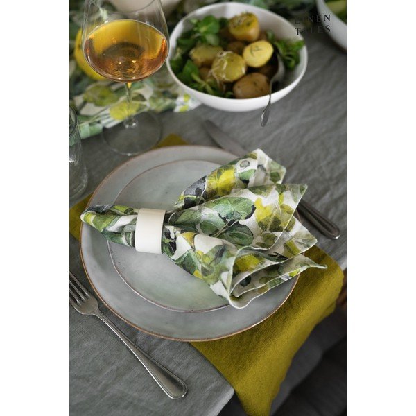 Zeleni tekstilni podstavki za kozarce v kompletu 4 ks Lotus – Linen Tales-image-1