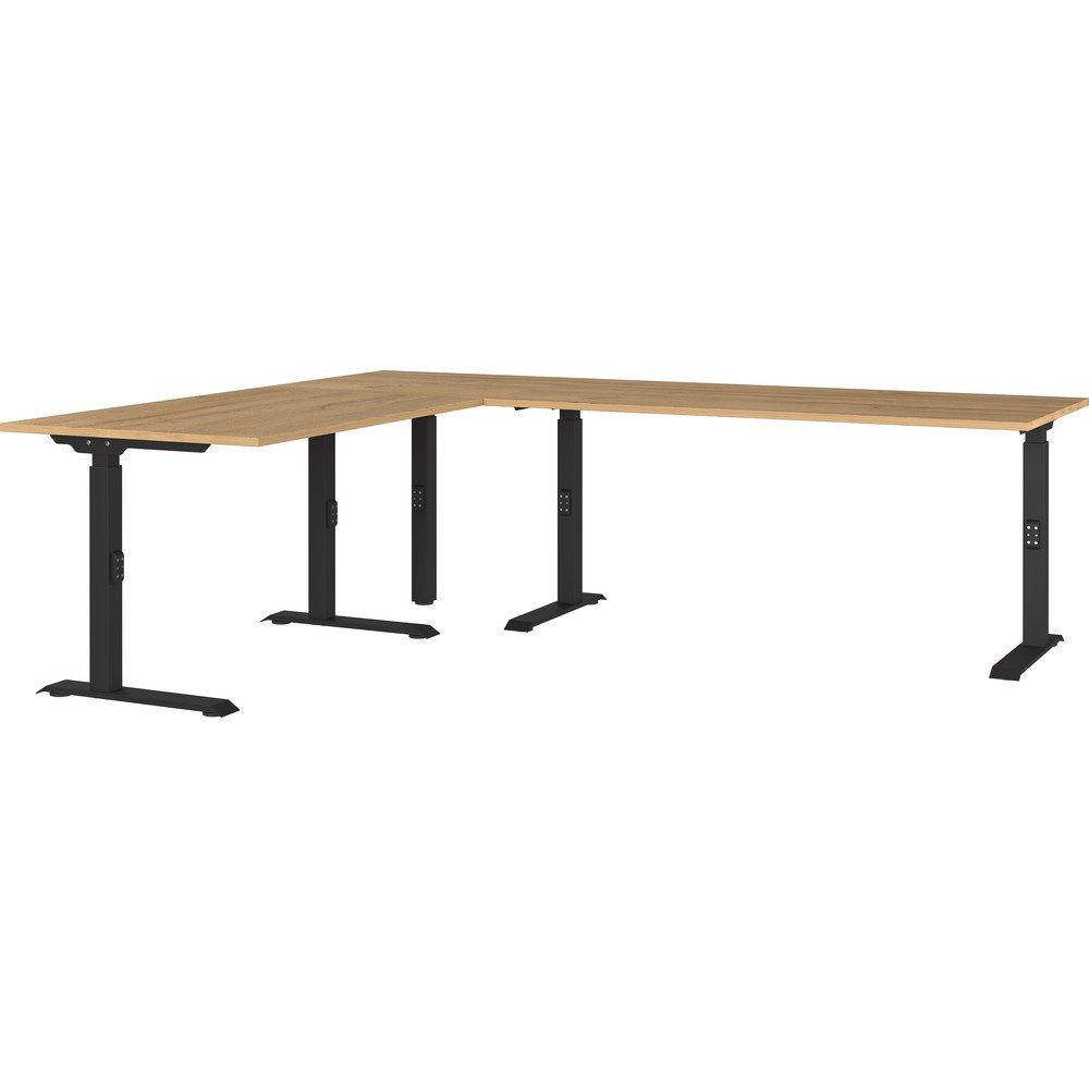 Pisalna miza z nastavljivo višino z mizno ploščo v hrastovem dekorju 200x240 cm Agenda