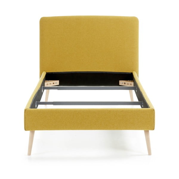 Rumena oblazinjena postelja Kave Home Lydia, 90 x 190 cm-image-2