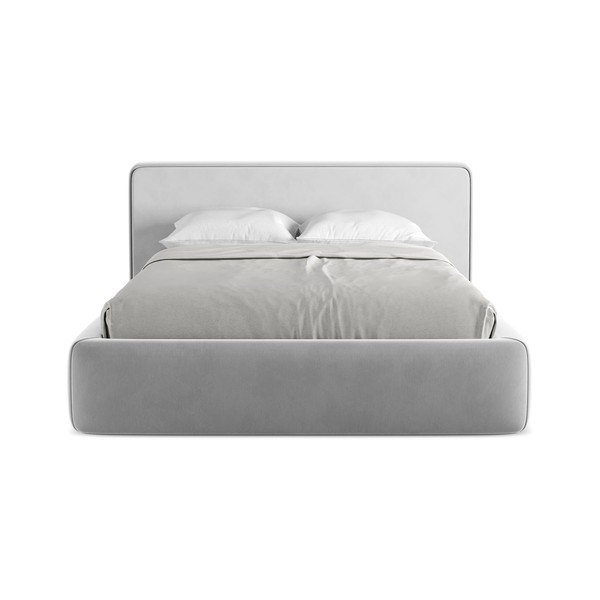 Siva oblazinjena zakonska postelja s prostorom za shranjevanje z letvenim dnom 140x200 cm Kiana – Makamii-image-4