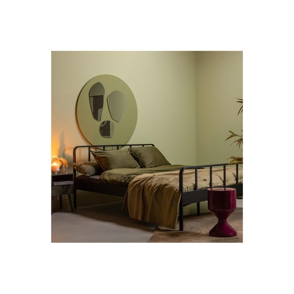 Črna kovinska zakonska postelja z letvenim dnom 160x200 cm Mees – WOOOD-image-1