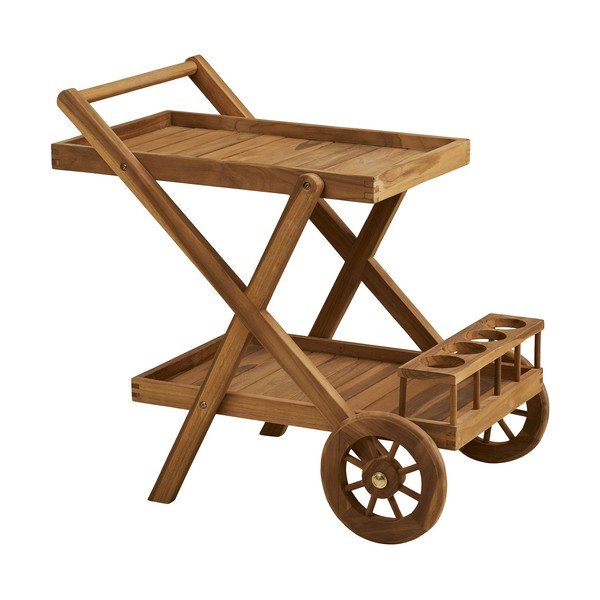 Servirni voziček na kolesih iz masivnega lesa 50x86 cm Pasaku – House Nordic-image-2