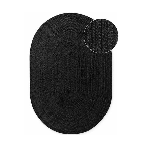 Črna obojestranska ročno tkana preproga iz jute 160x230 cm Braided – Hanse Home