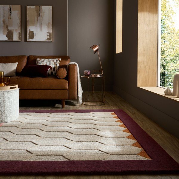 Bordo rdeča/v naravni barvi ročno tkana volnena preproga 120x170 cm Apex Border Wool – Flair Rugs-image-2