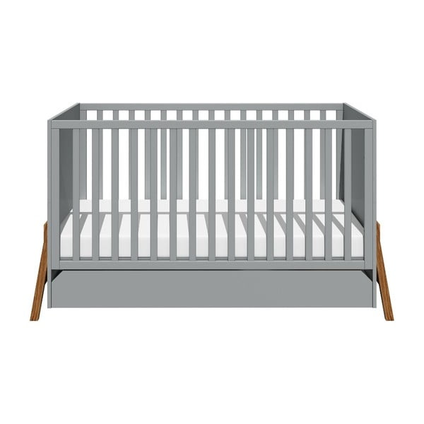 Siva otroška posteljica s predalom BELLAMY Lotta, 70 x 140 cm-image-3