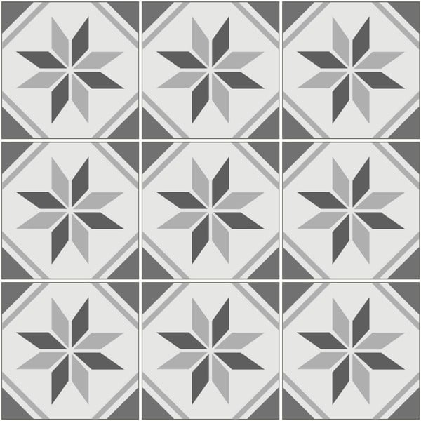 Komplet 9 stenskih nalepk Ambiance Cement Tiles Foot, 10 x 10 cm