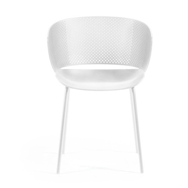 Bel kovinski/plastičen vrtni stol Yeray – Kave Home-image-1