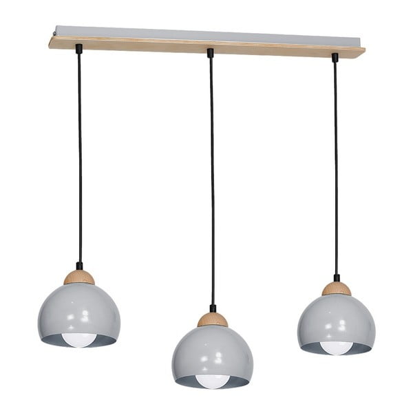 Siva viseča svetilka z lesenimi detajli Homemania Dama Tres