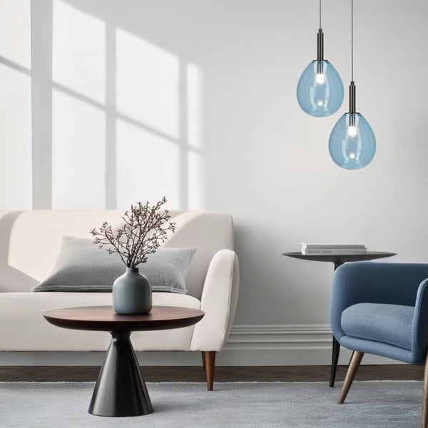 Modra LED viseča svetilka s steklenim senčilom Lukka – Candellux Lighting-image-1