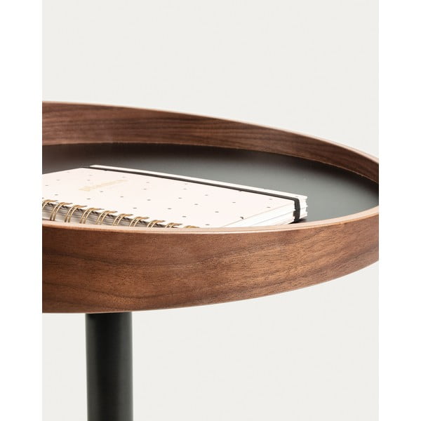 Okrogla stranska mizica z mizno ploščo v orehovem dekorju ø 46 cm Kaori – Kave Home-image-2