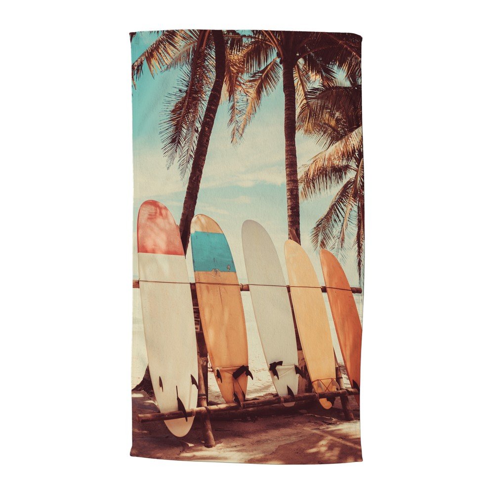 Žametna brisača za na plažo 100x180 cm Vintage Surf