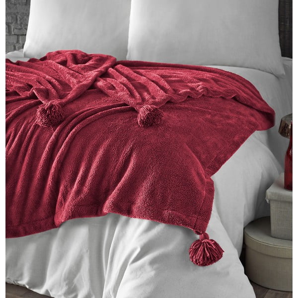 Rdeče pregrinjalo iz mikropliša za enojno posteljo 160x200 cm Puffy – Mijolnir