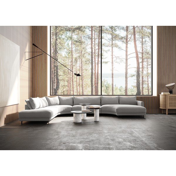 Svetlo siva kotna sedežna garnitura (v obliki črke "U") Samba – Furninova -image-1