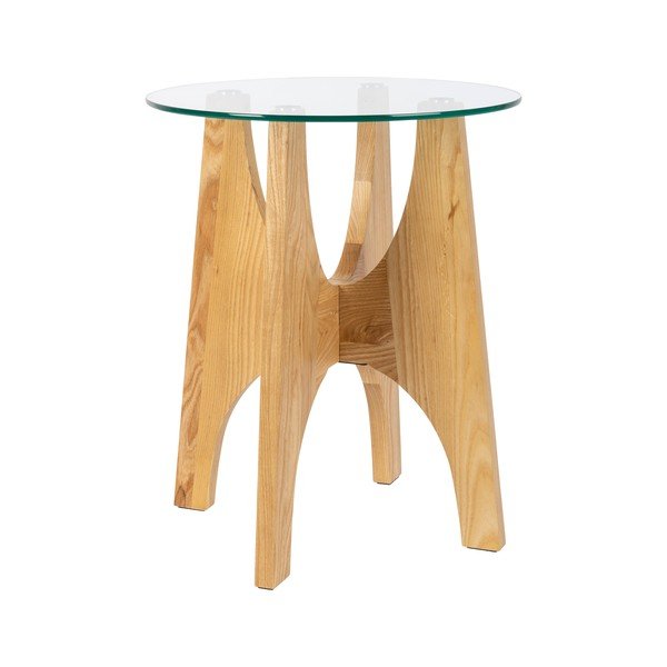 Okrogla stranska mizica s stekleno mizno ploščo ø 45 cm Kobe – Zuiver