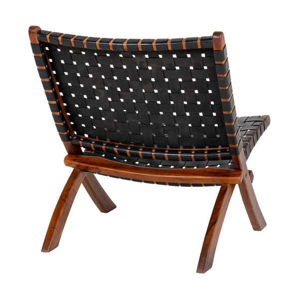 Črn usnjen pleten fotelj Perugia - House Nordic-image-4