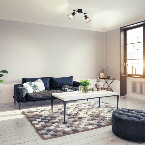 Črna stropna svetilka s kovinskim senčilom/s senčilom iz ratana 10x28 cm Straw – Fischer & Honsel-image-1