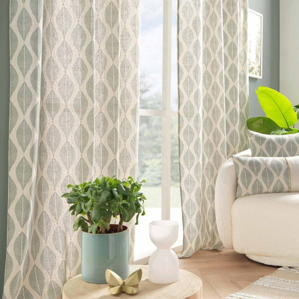 Zeleno-bež zavesa 140x240 cm Maho – douceur d'intérieur-image-1