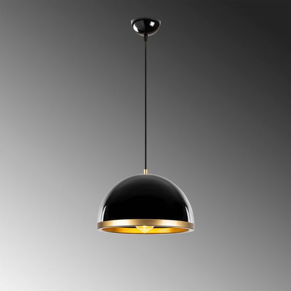 Črna/zlata viseča svetilka s kovinskim senčnikom ø 30 cm Ferenci – Opviq lights-image-4