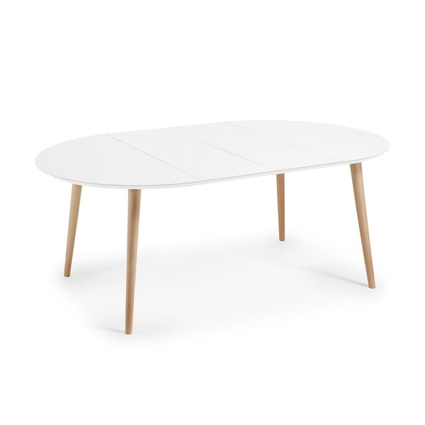 Raztegljiva jedilna miza z belo mizno ploščo ø 120 cm Oqui – Kave Home-image-4