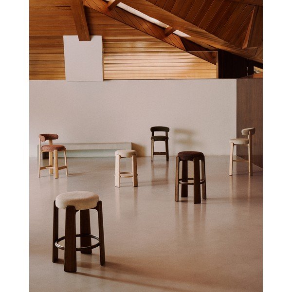 Barski stol iz masivnega jesena v barvi terakote in temni naravni barvi (višina sedeža 65 cm) Granite – Kave Home-image-3